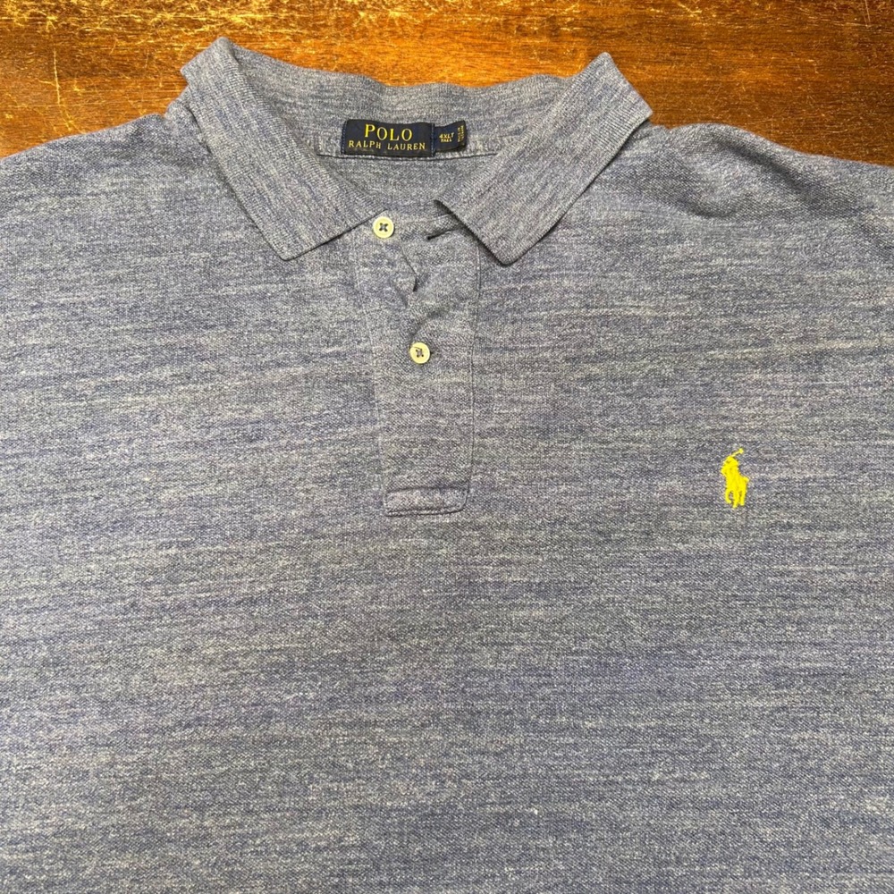 Polo Ralph Lauren Polo Shirt Men's 4XLT Blue Heathered Short Sleeve Preppy